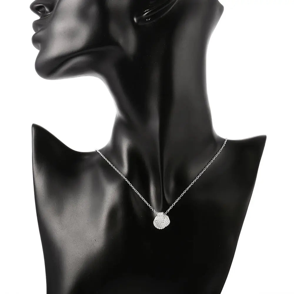 Sterling Silver Ball Necklace & Stud Earring Set