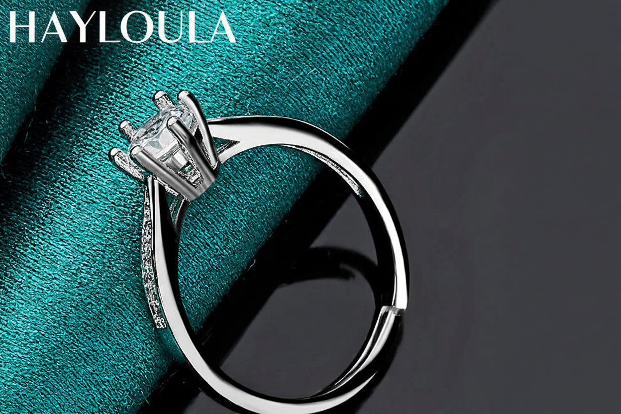 Sterling Silver Six-Claw Zircon Ring