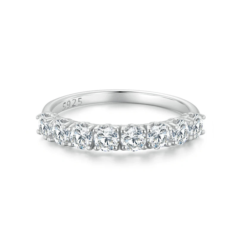 Bague en argent sterling avec moissanite à 8 pierres