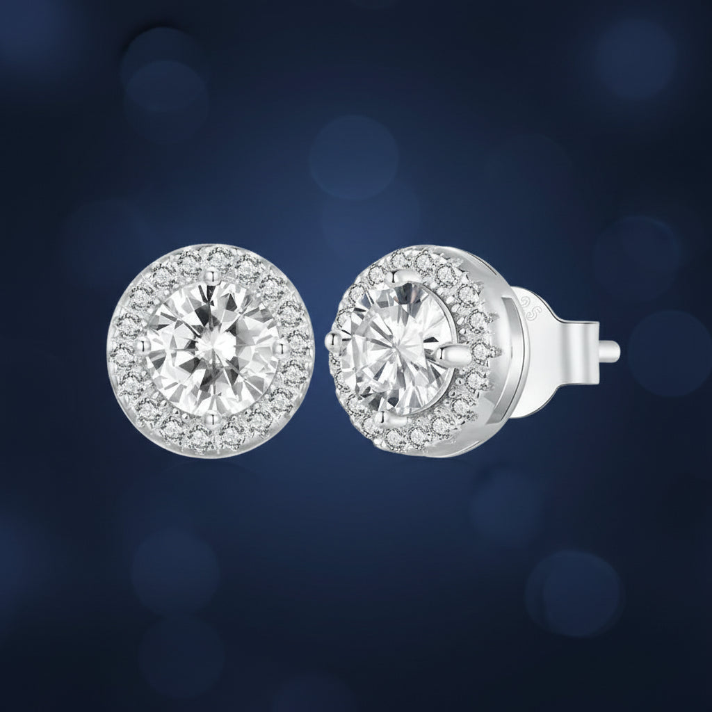 Boucles d'oreilles clous en argent sterling et zircon