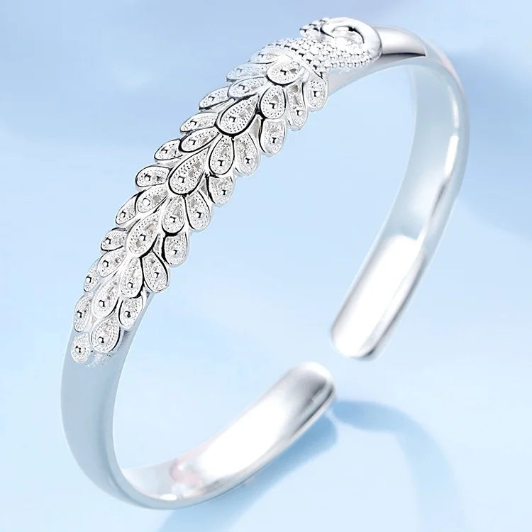 Sterling Silver Peacock Bangle Bracelet