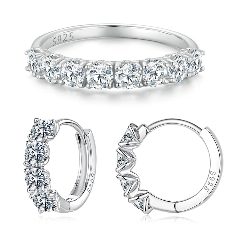 Sterling Silver 8-Stone Moissanite Ring