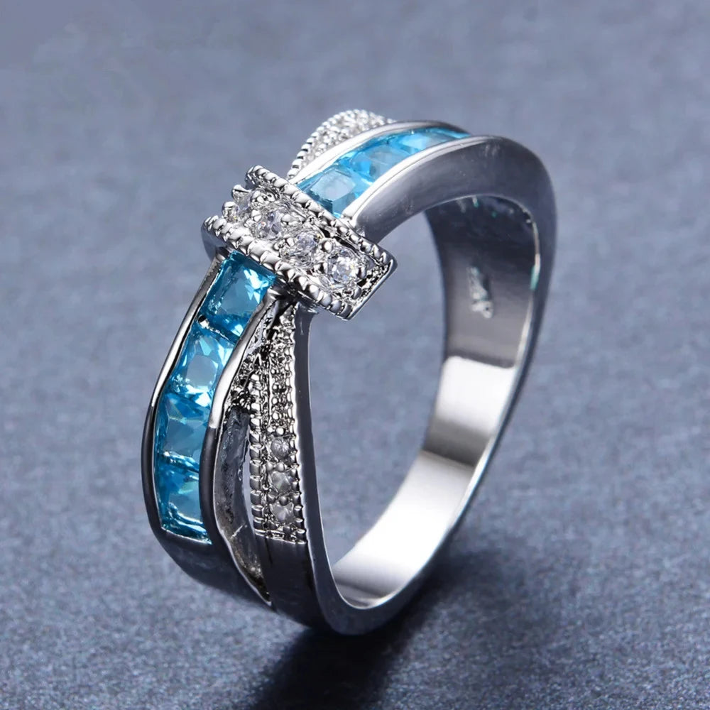 Sterling Silver Crystal Watch-Style Ring