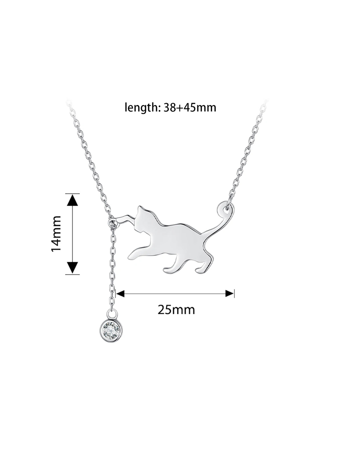 Sterling Silver Cat & Moonstone Pendant Necklace