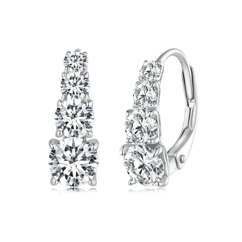 Sterling Silver Moissanite Hoop Earrings