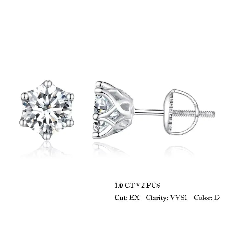 Boucles d'oreilles clous en argent sterling et moissanite en forme de fleur