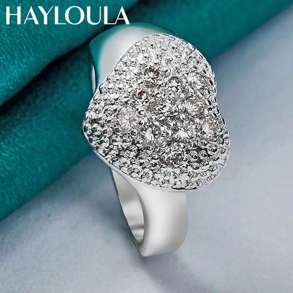 Sterling Silver Heart Zircon Ring