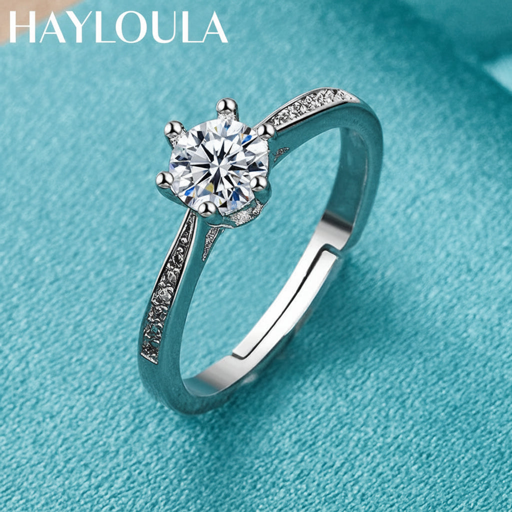 Sterling Silver Six-Claw Zircon Ring