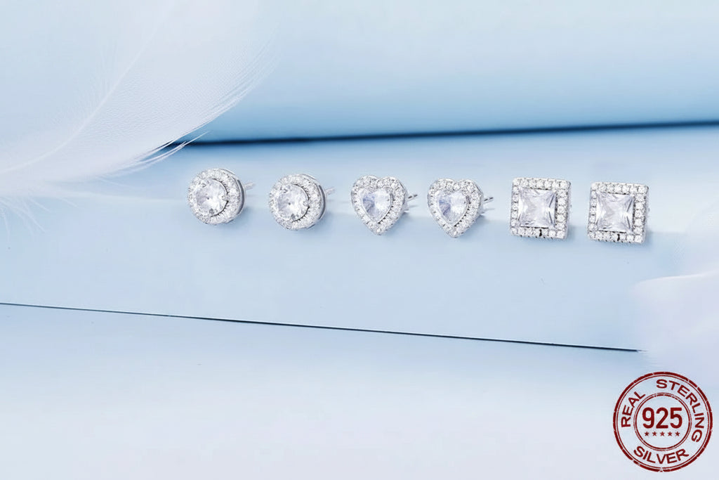 Boucles d'oreilles clous en argent sterling et zircon