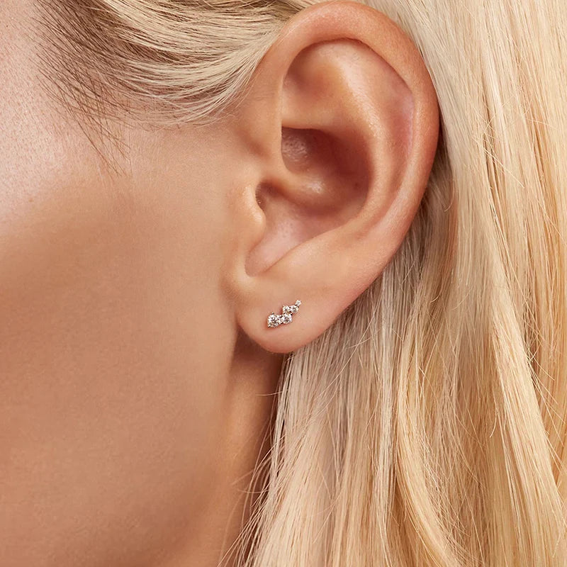 Sterling Silver Bubble Design Moissanite Stud Earrings