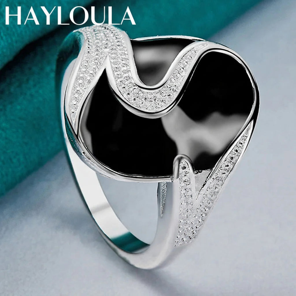 Sterling Silver Round Obsidian Ring