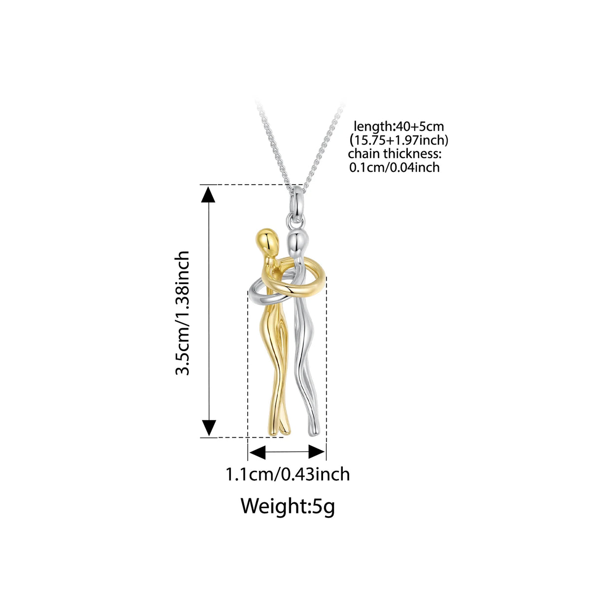 Sterling Silver Two-Tone Mother & Child Hug Necklace