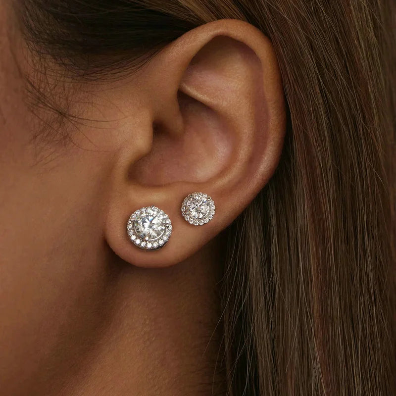 Sterling Silver Moissanite Engagement Stud Earrings