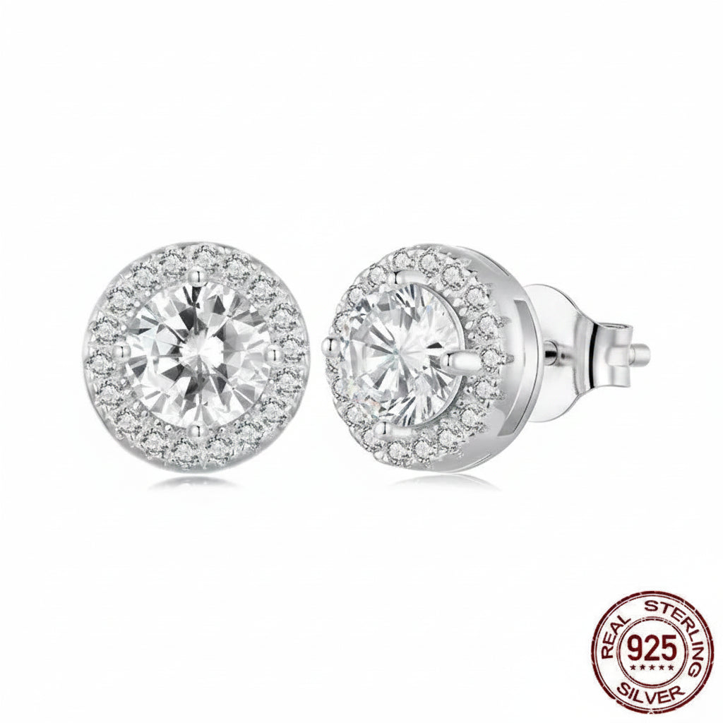 Boucles d'oreilles clous en argent sterling et zircon