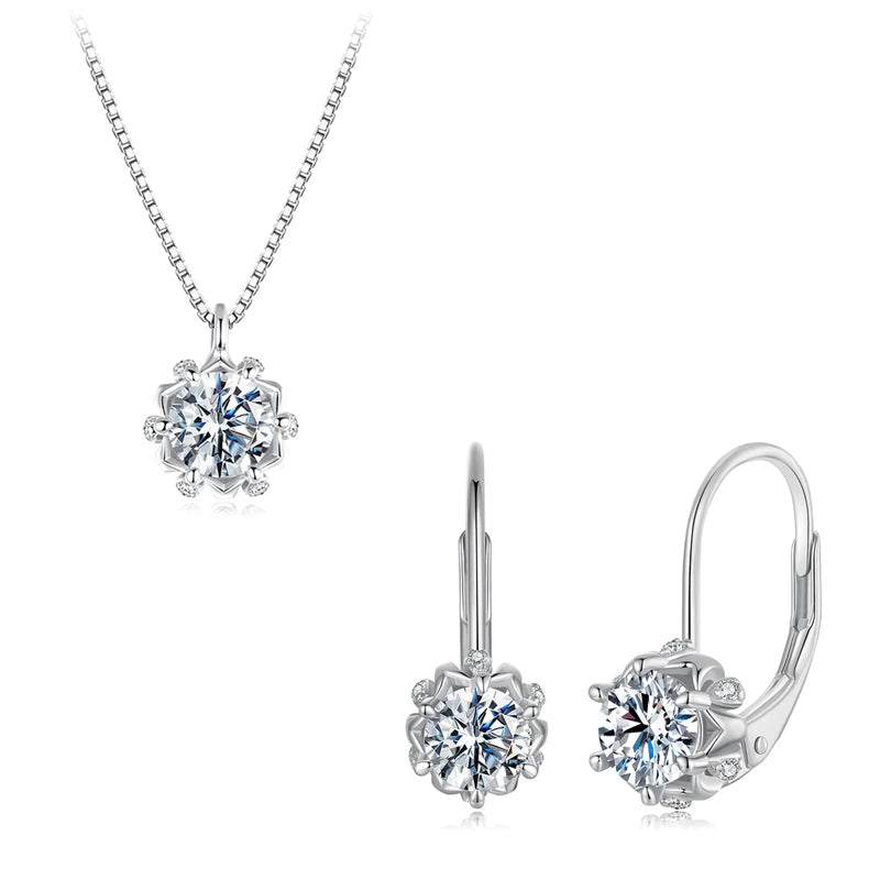 Sterling Silver Flower Bud Moissanite Pendant Necklace