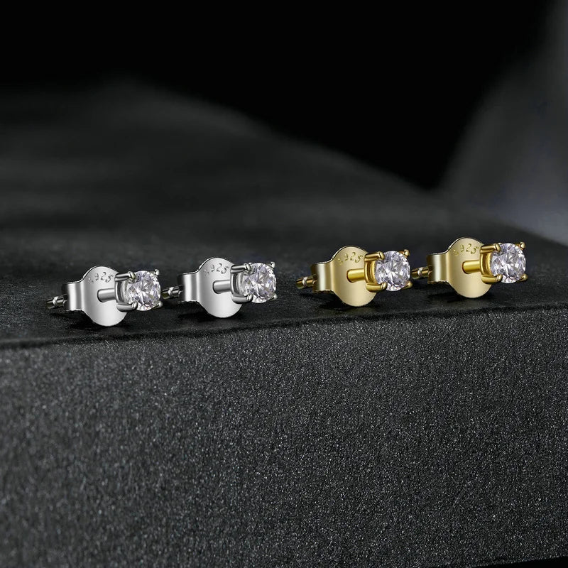 Sterling Silver Solitaire Moissanite Stud Earrings