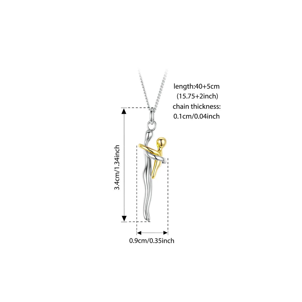 Sterling Silver Two-Tone Mother & Child Hug Necklace