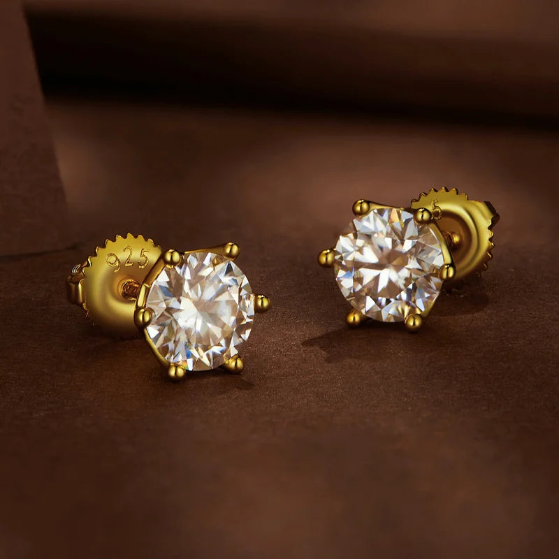 Boucles d'oreilles clous en argent sterling et moissanite en forme de fleur