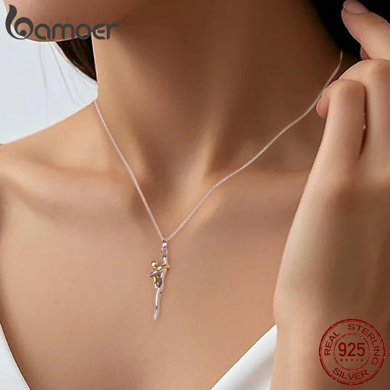 Collier Mère et Enfant en Argent Sterling Bicolore