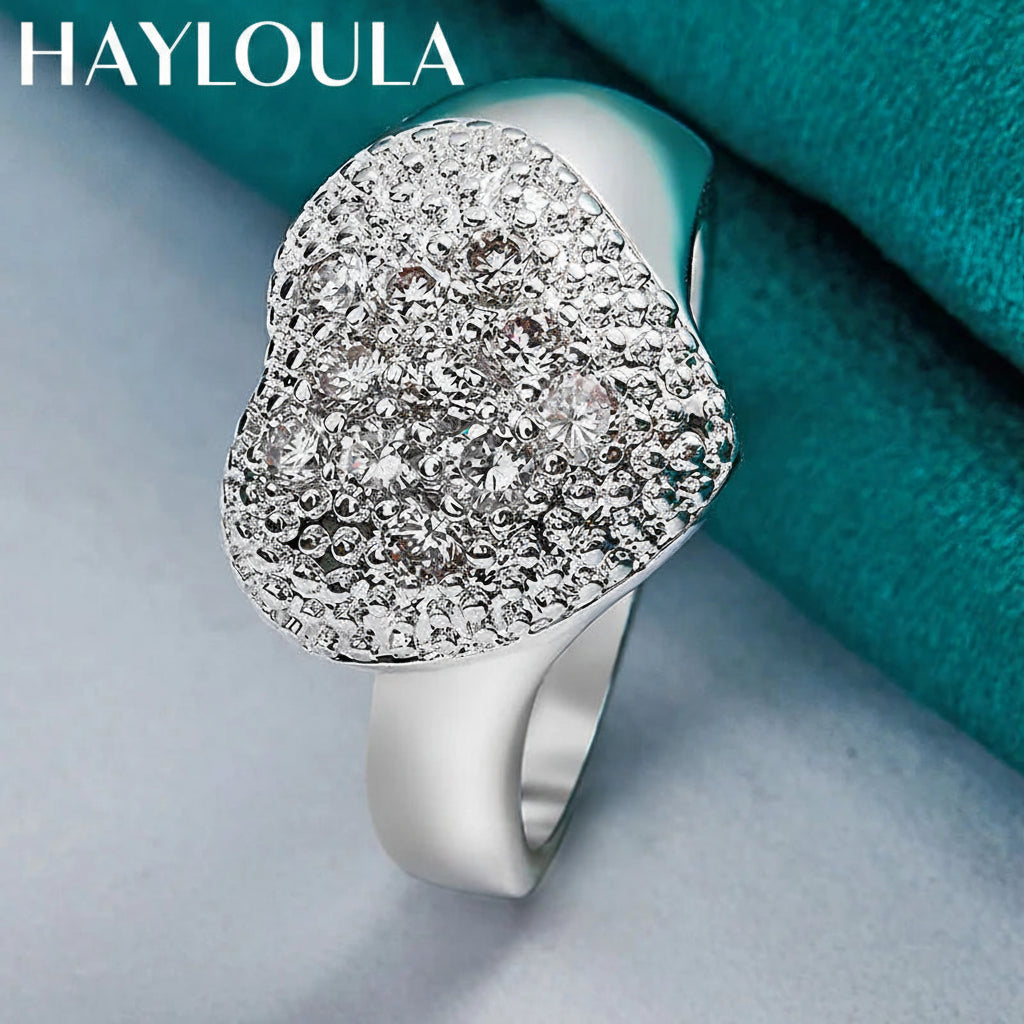 Sterling Silver Heart Zircon Ring