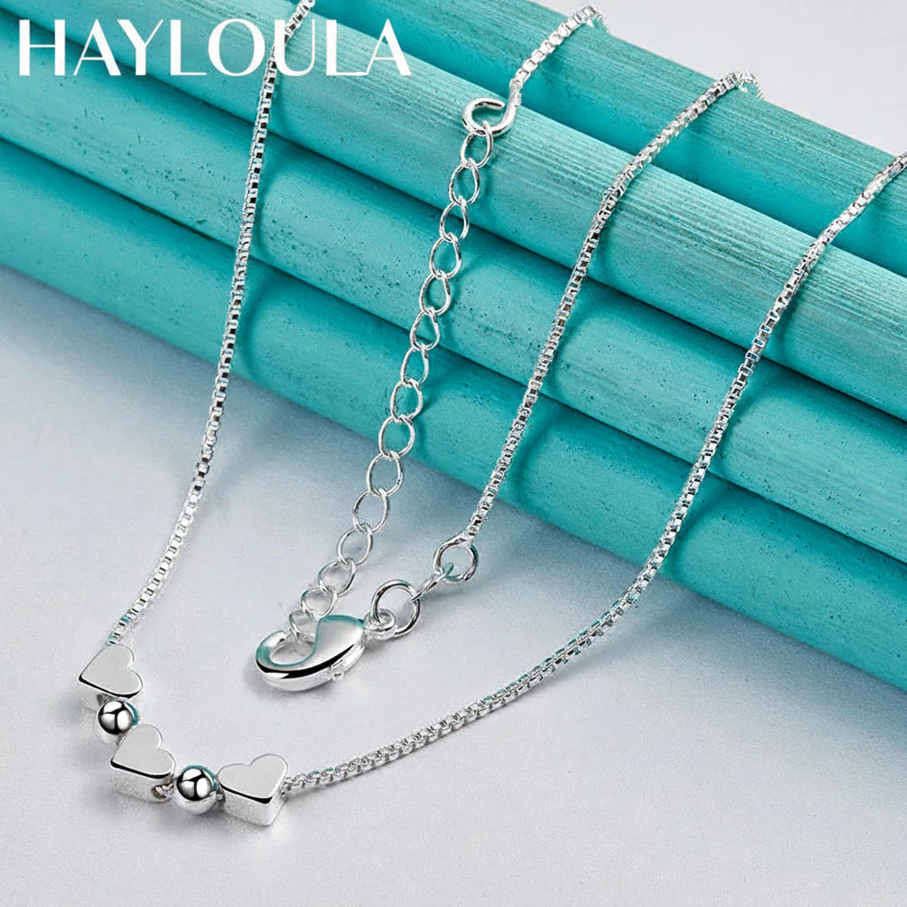 Sterling Silver Heart Snake Chain Necklace