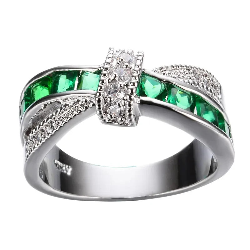Sterling Silver Crystal Watch-Style Ring