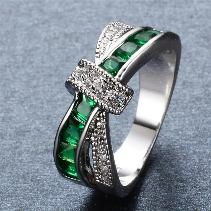 Sterling Silver Crystal Watch-Style Ring