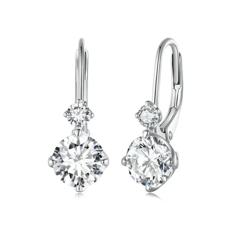 Sterling Silver 1CT Round-Cut Moissanite Hoop Earrings