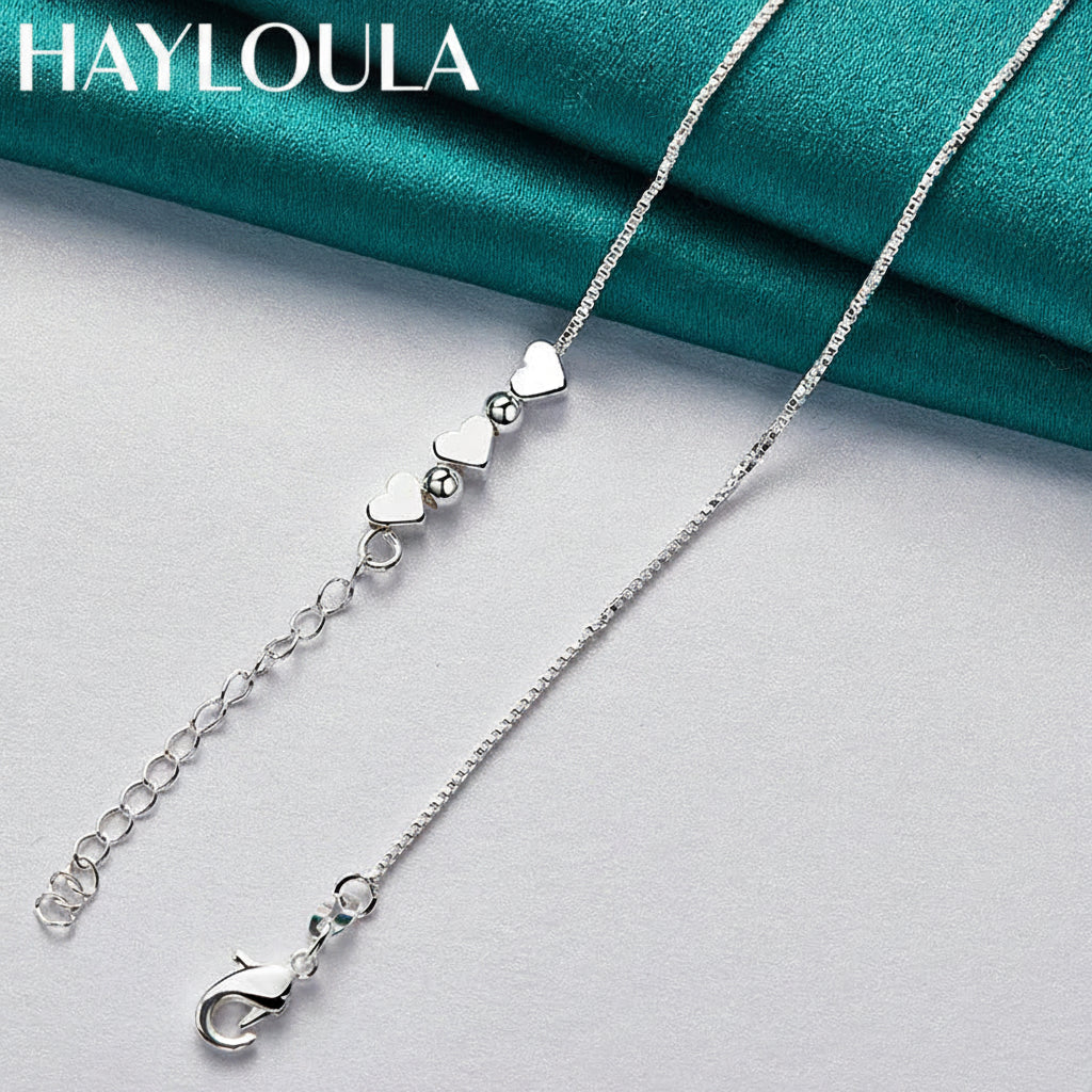 Sterling Silver Heart Snake Chain Necklace