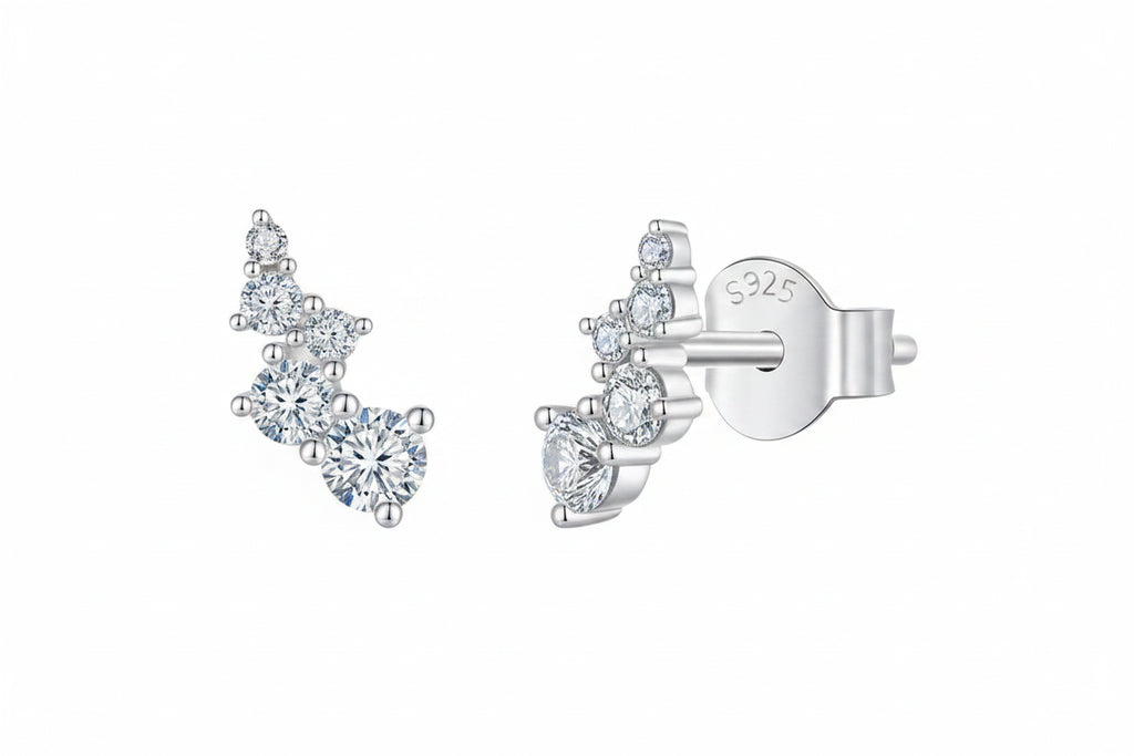 Sterling Silver Bubble Design Moissanite Stud Earrings