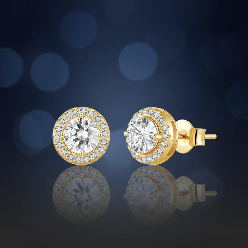 Sterling Silver Zircon Stud Earrings