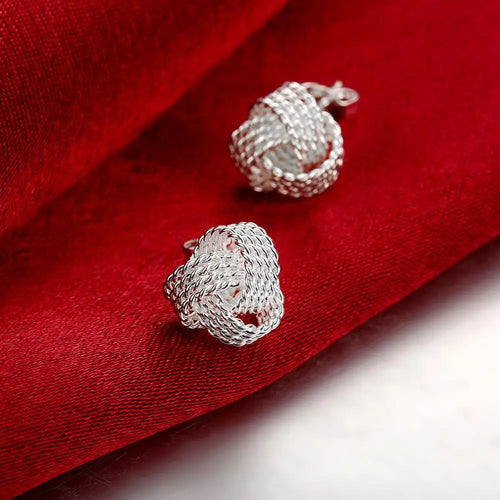 Sterling Silver Ball Necklace & Stud Earring Set