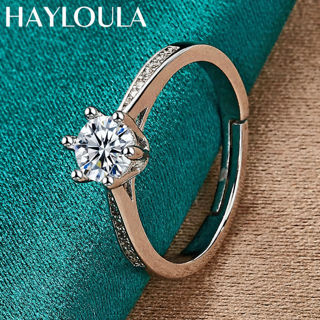 Sterling Silver Six-Claw Zircon Ring
