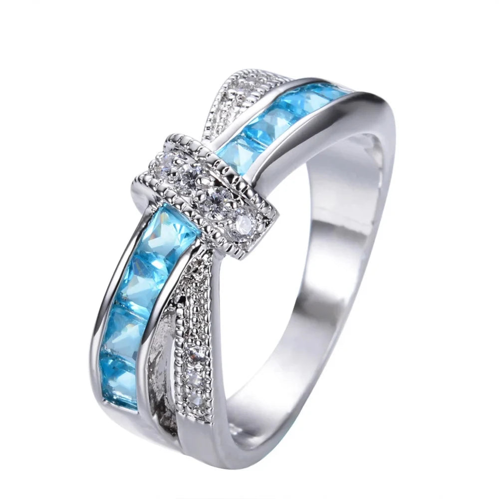 Sterling Silver Crystal Watch-Style Ring