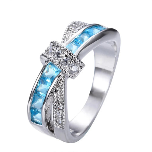 Silver-Plated Crystal Watch-Style Ring