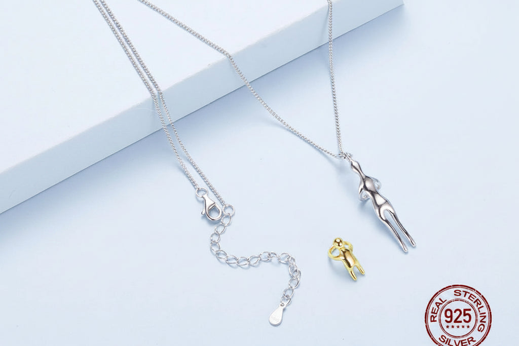 Collier Mère et Enfant en Argent Sterling Bicolore