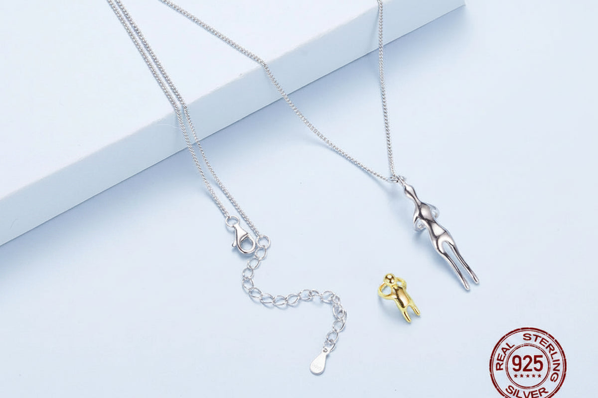 Collier Mère et Enfant en Argent Sterling Bicolore