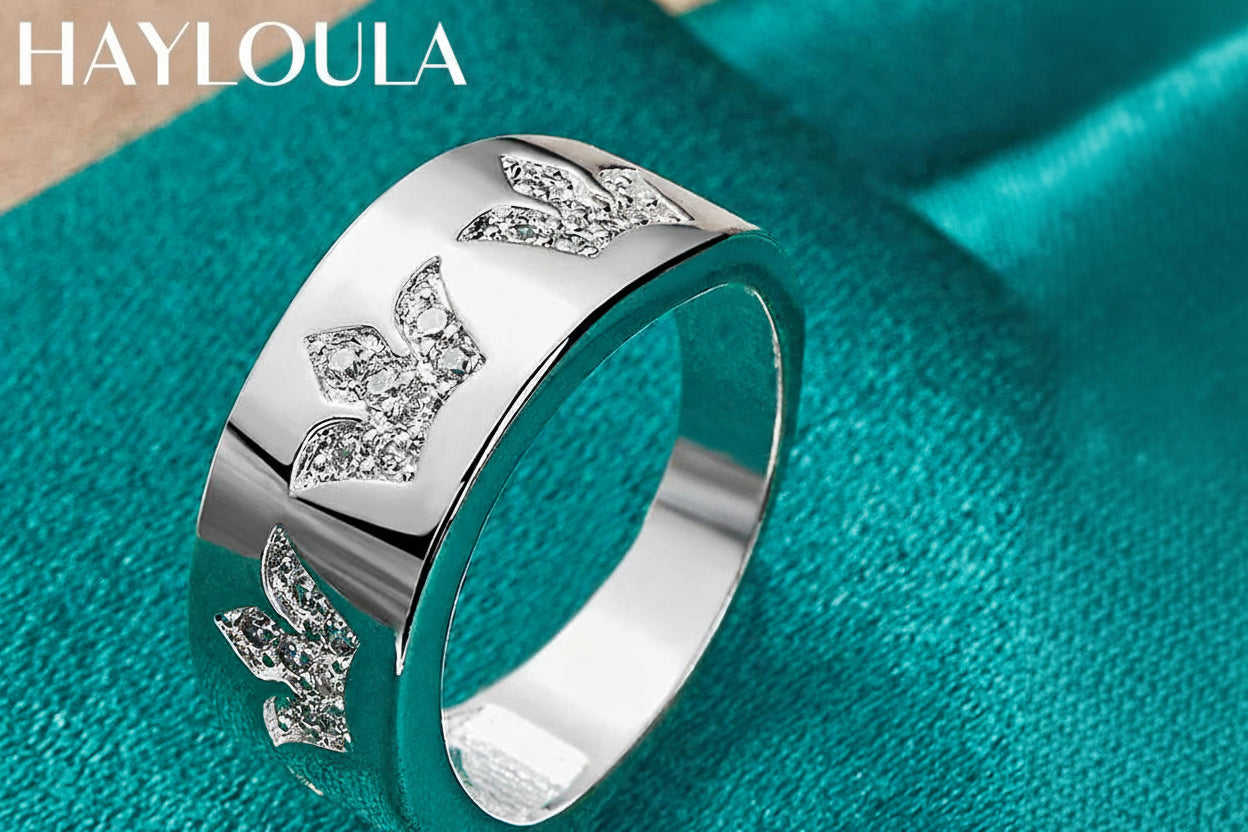 Sterling Silver Crown Zircon Ring