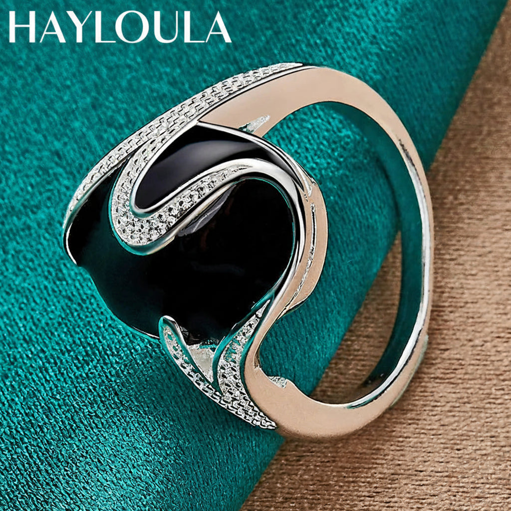 Sterling Silver Round Obsidian Ring