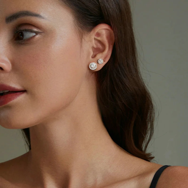 Sterling Silver Moissanite Engagement Stud Earrings