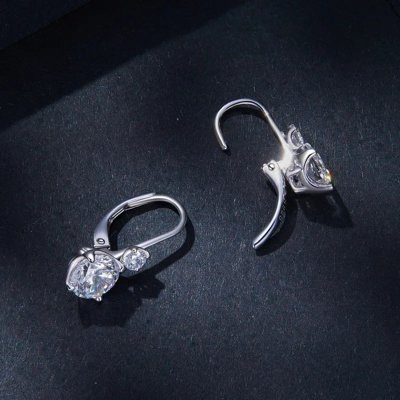 Sterling Silver 1CT Round-Cut Moissanite Hoop Earrings