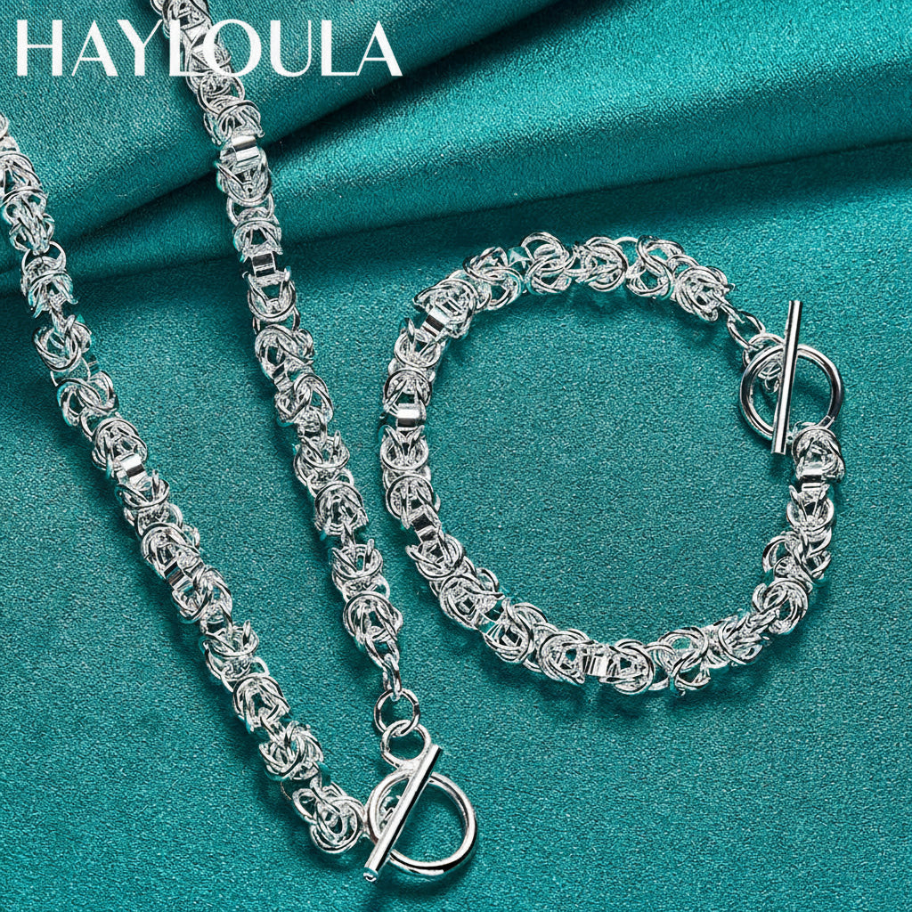 Sterling Silver Chain Bracelet & Necklace Set