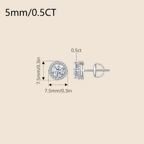 Boucles d'oreilles de fiançailles clous en argent sterling et moissanite