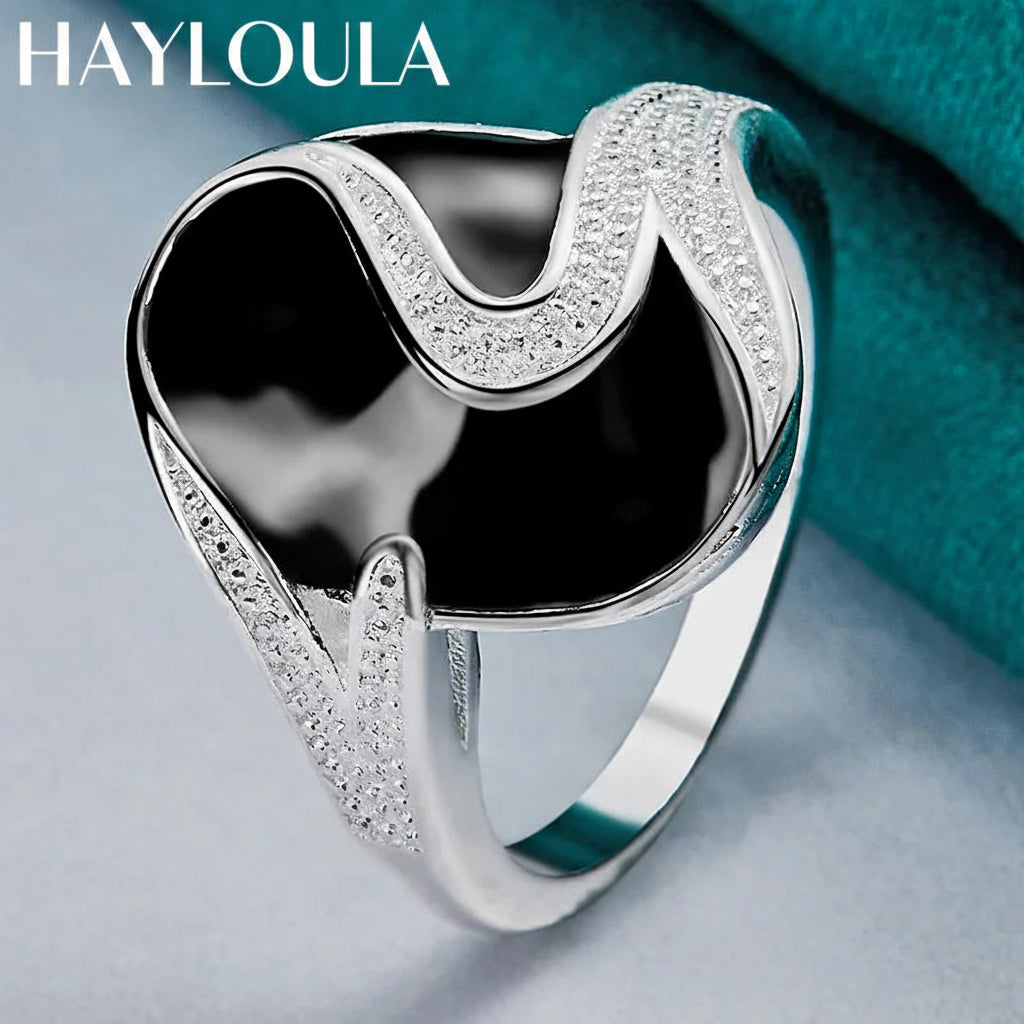 Sterling Silver Round Obsidian Ring