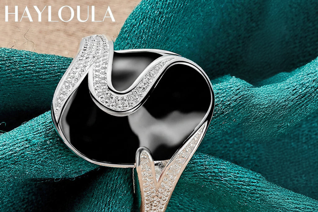 Sterling Silver Round Obsidian Ring