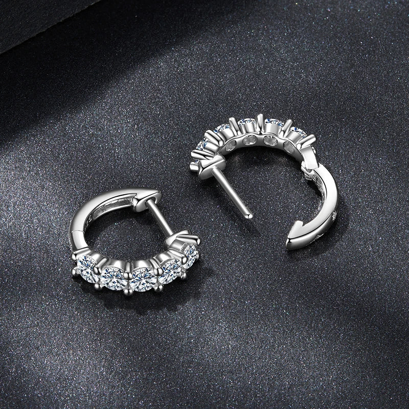Créoles en argent sterling avec 5 pierres de moissanite