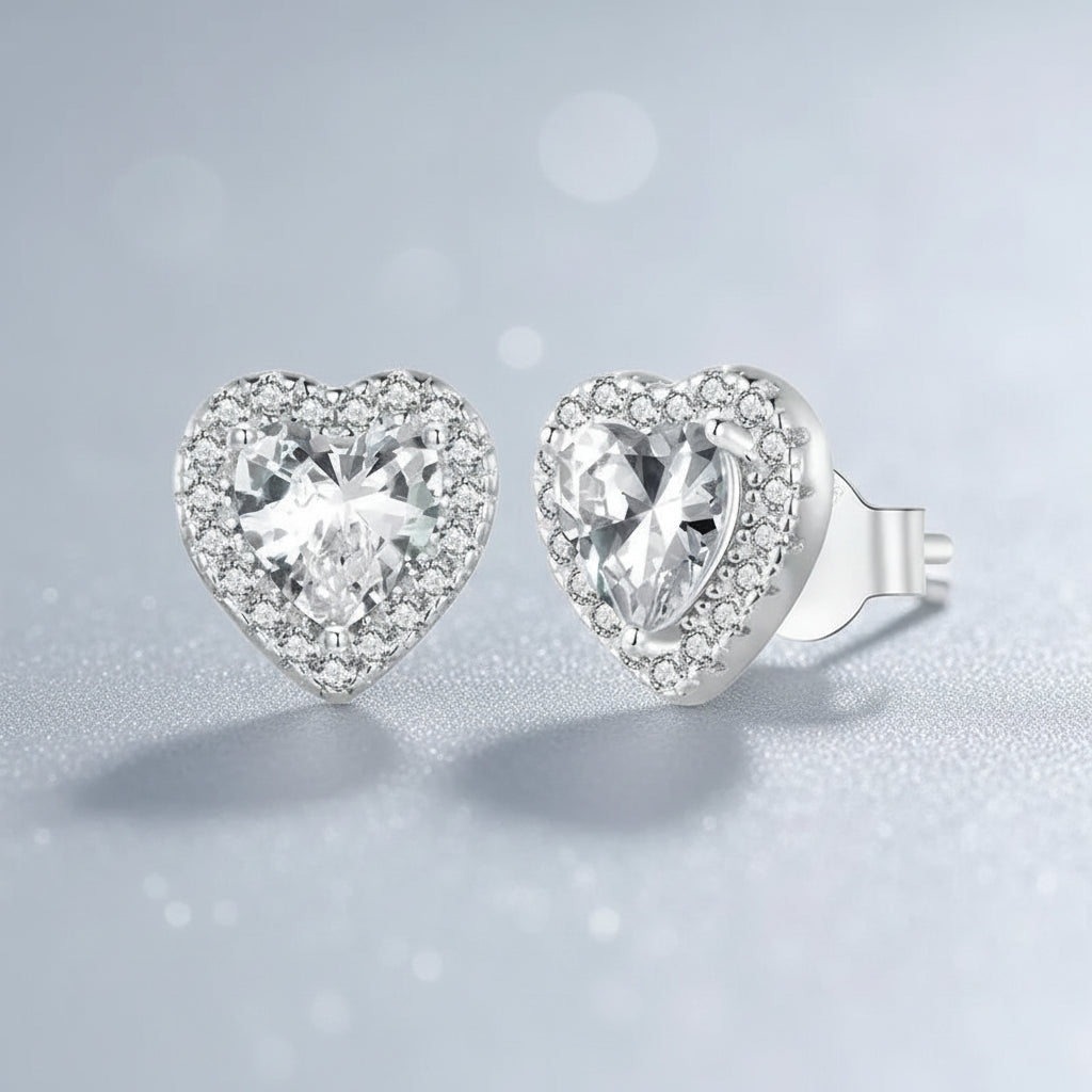 Sterling Silver Zircon Stud Earrings