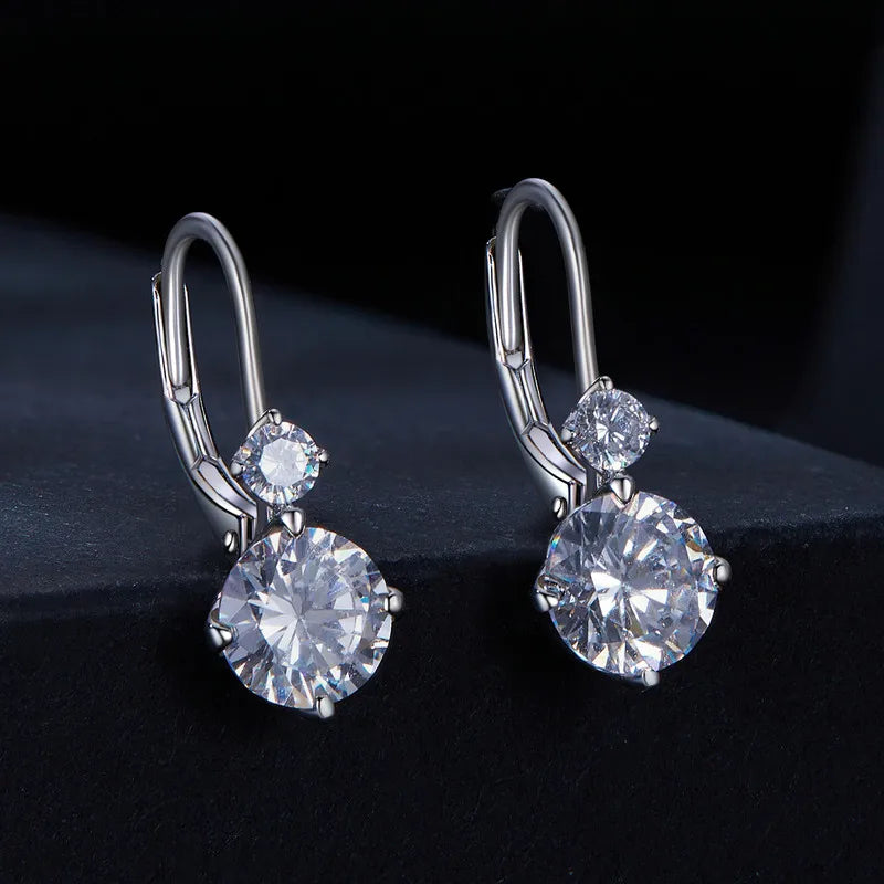 Sterling Silver 1CT Round-Cut Moissanite Hoop Earrings