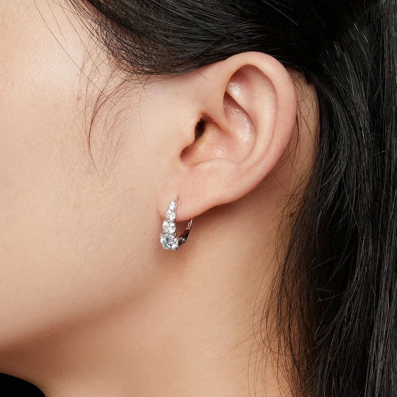 Sterling Silver Moissanite Hoop Earrings