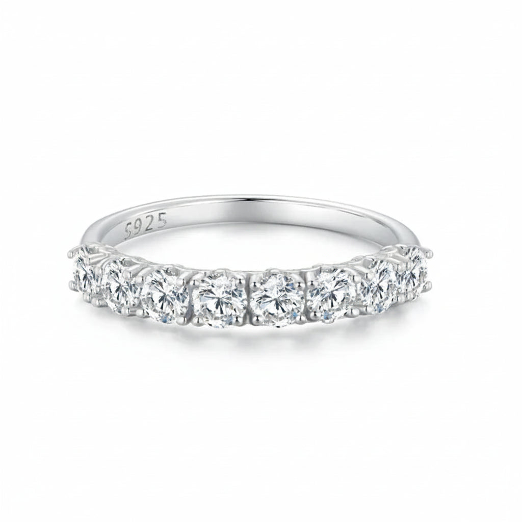 Bague en argent sterling avec moissanite à 8 pierres
